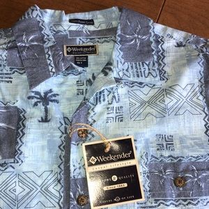 WEEKENDER Casual Button Down Hawaiian Palm Shirt S